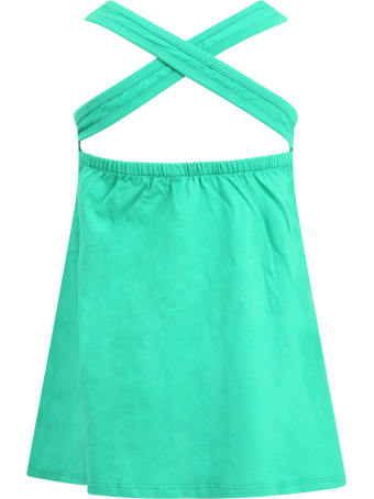 Little Marc Jacobs Green Dress For Girl With Logo