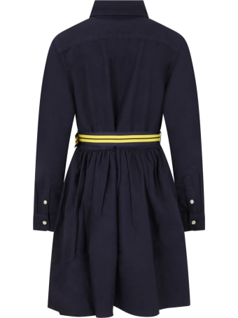 Ralph Lauren Blue Dress For Girl With Pony Logo