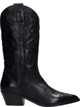 Julie Dee Texan Boots In Black Leather