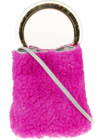 Marni Pink Calf Leather/lamb Fur Textured Tote Bag