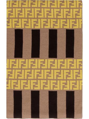 Fendi Wool Scarf With Logo Intarsia