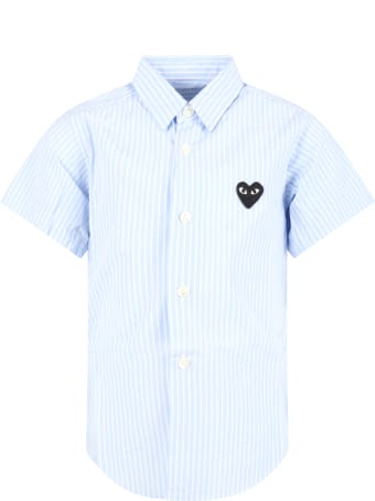 Comme des Garçons Play Light Blue Shirt For Kids With Black Heart