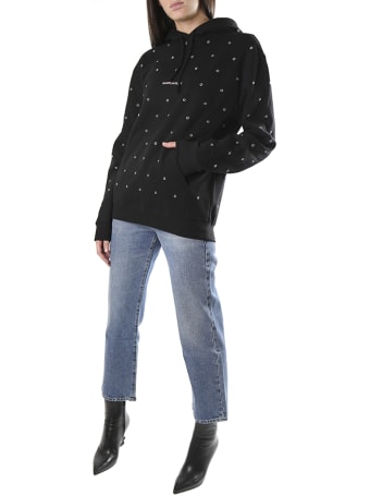 Saint Laurent Cotton Hoodie With Logo And Metal Eyelets