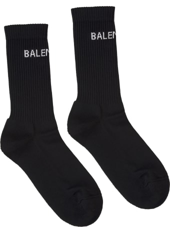 Balenciaga Black Man Socks With White Logo