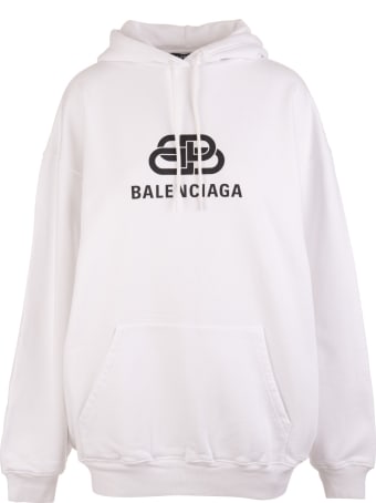 Balenciaga White New Bb Mode Hoodie
