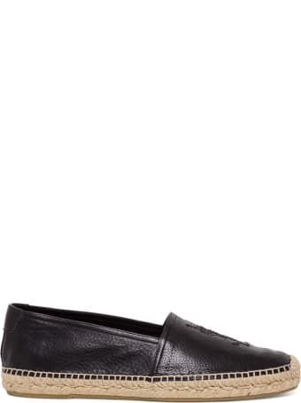 Saint Laurent Espadrilles In Black Leather With Logo