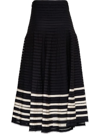 RED Valentino Point D'esprit Tulle Long Skirt With Gros Grain Ribbons