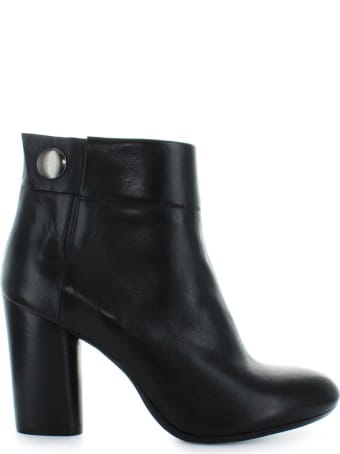 Fiori Francesi Black Leather Ankle Boots With Button