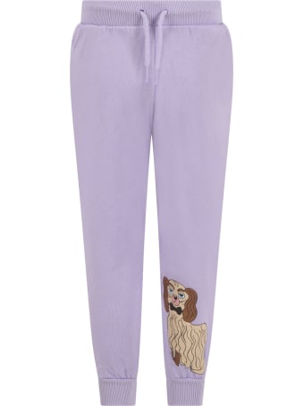 Mini Rodini Purple Sweatpants For Kids With Dog