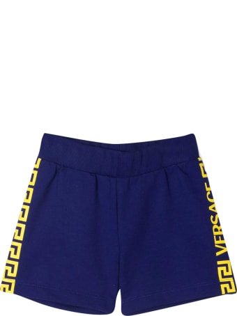 Young Versace Blue Shorts With Yellow Details