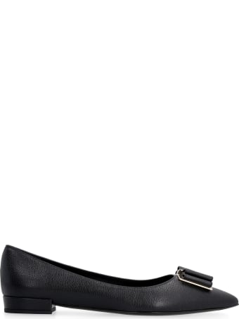 Salvatore Ferragamo Zeri Leather Ballet Flats With Logo