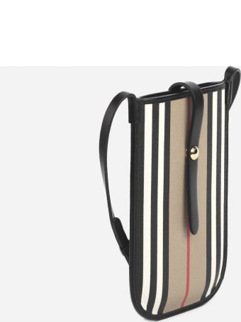 Burberry Iphone Case In E-canvas Fabric With Striped Pattern
