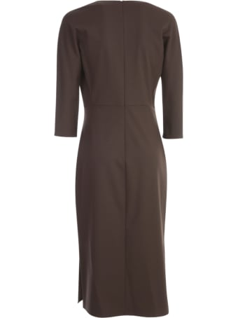Antonelli Pencil Longuette Dress 3/4s W/slit On Neck