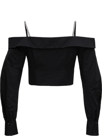 self-portrait Cropped Cotton Top With Off Shoulders