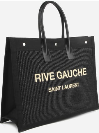 Saint Laurent Rive Gauche Tote Bag With Contrasting Logo And Leather Inserts