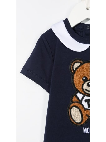 Moschino Blue Jersey Onesie With Teddy Bear Patch