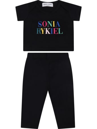 Sonia Rykiel Black Set For Babygirl With Logo