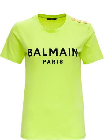 Balmain Ss 3 Btn Flocked Logo T-shirt