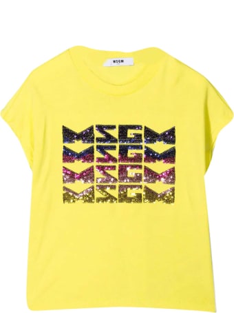 MSGM Yellow Teen T-shirt With Sequins