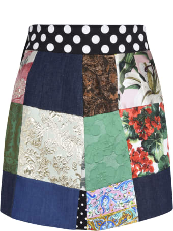 Dolce & Gabbana Multi-patched Denim Skirt