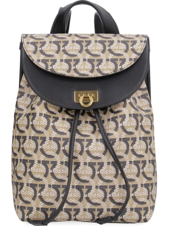 Salvatore Ferragamo Gancini Printed Technical Canvas Backpack