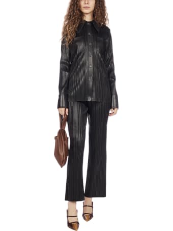 Nanushka Blaine Pleated Vegan Leather Shirt