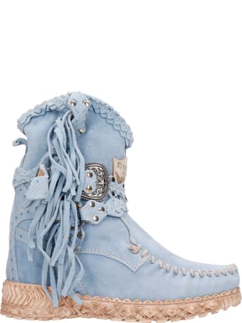 El Vaquero Arya Ankel Boots Inside Wedge In Cyan Suede