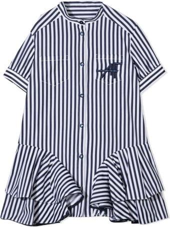 Alberta Ferretti Blue And White Cotton Dress