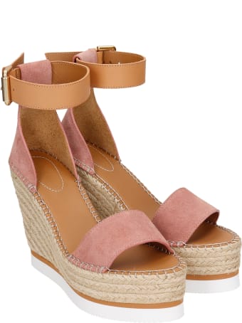 See by Chloé Wedges In Rose-pink Suede