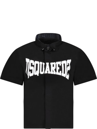 Dsquared2 Black Shirt For Boy With Logo