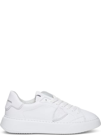 Philippe Model Temple Low Sneakers In White Leather