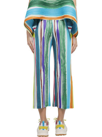 Pleats Please Issey Miyake Pleats Please Multicoloured Leaf Vein Trousers