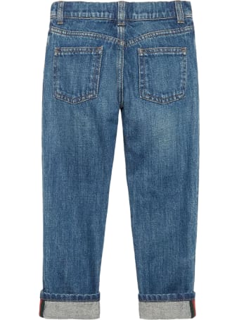 Gucci Children's Denim Trousers With Web