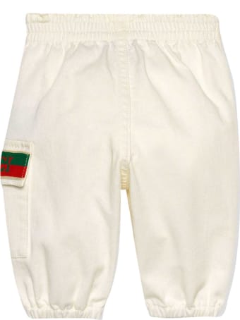 Gucci White Trousers With Logo Detail