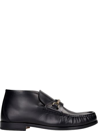 hyusto Mick Mid Ankle Boots In Black Leather