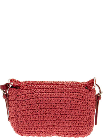 RED Valentino Shoulder Bag In Raffia With Ruffles
