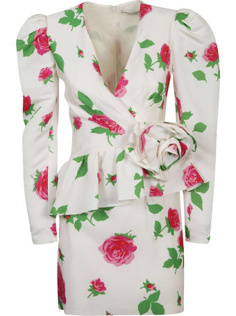 Alessandra Rich Rose Print Faille Mini Dress