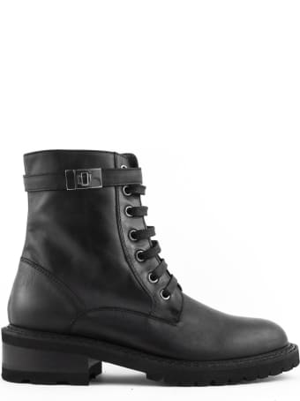 Via Roma 15 Black Leather Ankle Boot