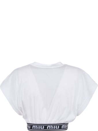 Miu Miu Waist Logo Detail Cropped Top