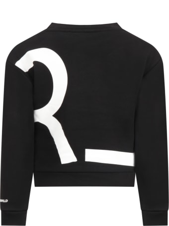 Karl Lagerfeld Kids Black Sweatshirt For Girl