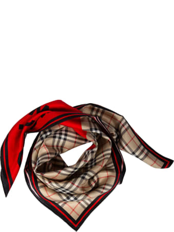 Burberry Logo Print Check Scarf