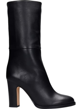 Julie Dee High Heels Boots In Black Leather