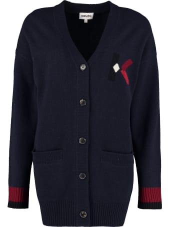 Kenzo Intarsia Wool Blend Cardigan