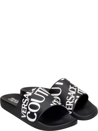 Versace Jeans Couture Flats In Black Rubber/plasic