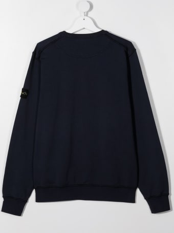 Stone Island Junior Blue Jersey Sweatshirt With Logo