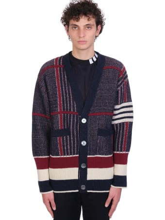 Thom Browne Cardigan In Blue Wool