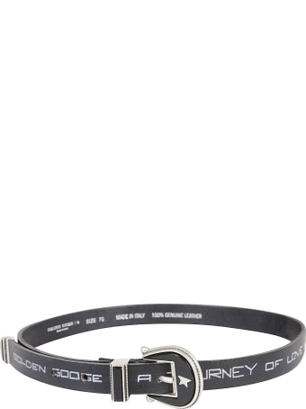Golden Goose Rodeo Washed Leather Serigraph Belt