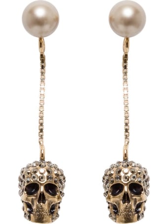 Alexander McQueen Skull Earrings With Pavé And Chain
