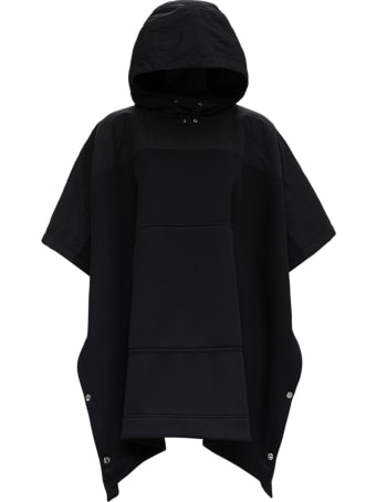 Moncler Hooded Cape In Black Modal