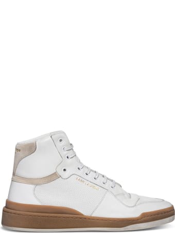 Saint Laurent Sl24 Mid-top Sneakers In Leather And Suede